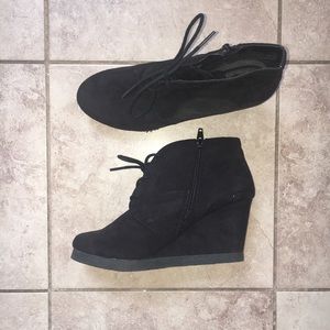 Black Wedge Booties